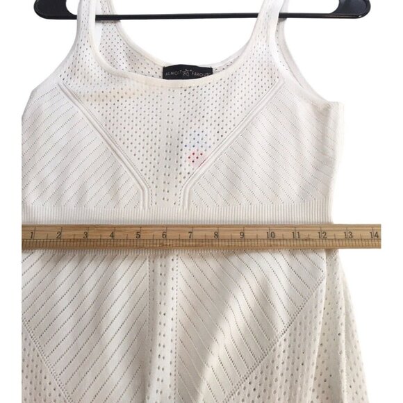90s Sleeveless Maxi Dress Women Medium Ivory White Open Knit Party Resort Club - Picture 8 of 16